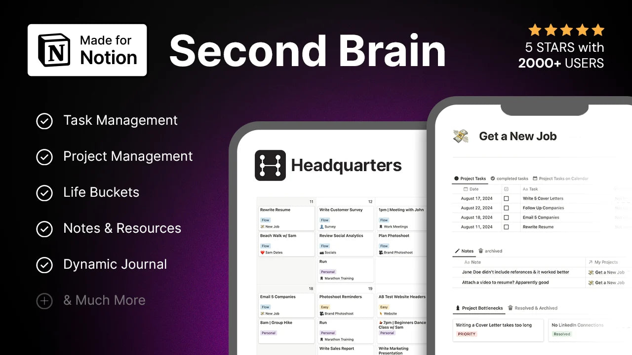 Headquarters Notion Second Brain Template